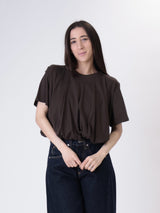 Ruched dark brown crop top