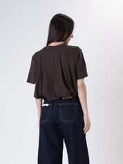Ruched dark brown crop top
