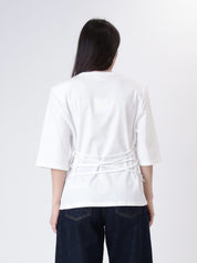 T-shirt spalle imbottite laccio retro bianco