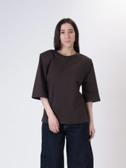 T-shirt spalle imbottite laccio retro moro