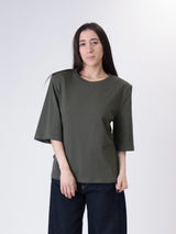 T-shirt spalle imbottite laccio retro militare