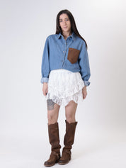 White lace tiered miniskirt