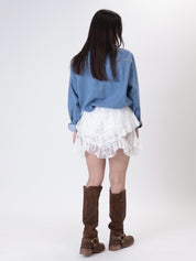 White lace tiered miniskirt
