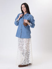 Ivory lace long skirt