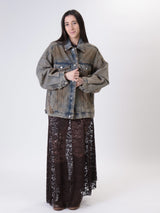 Dark lace long skirt