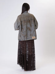 Dark lace long skirt