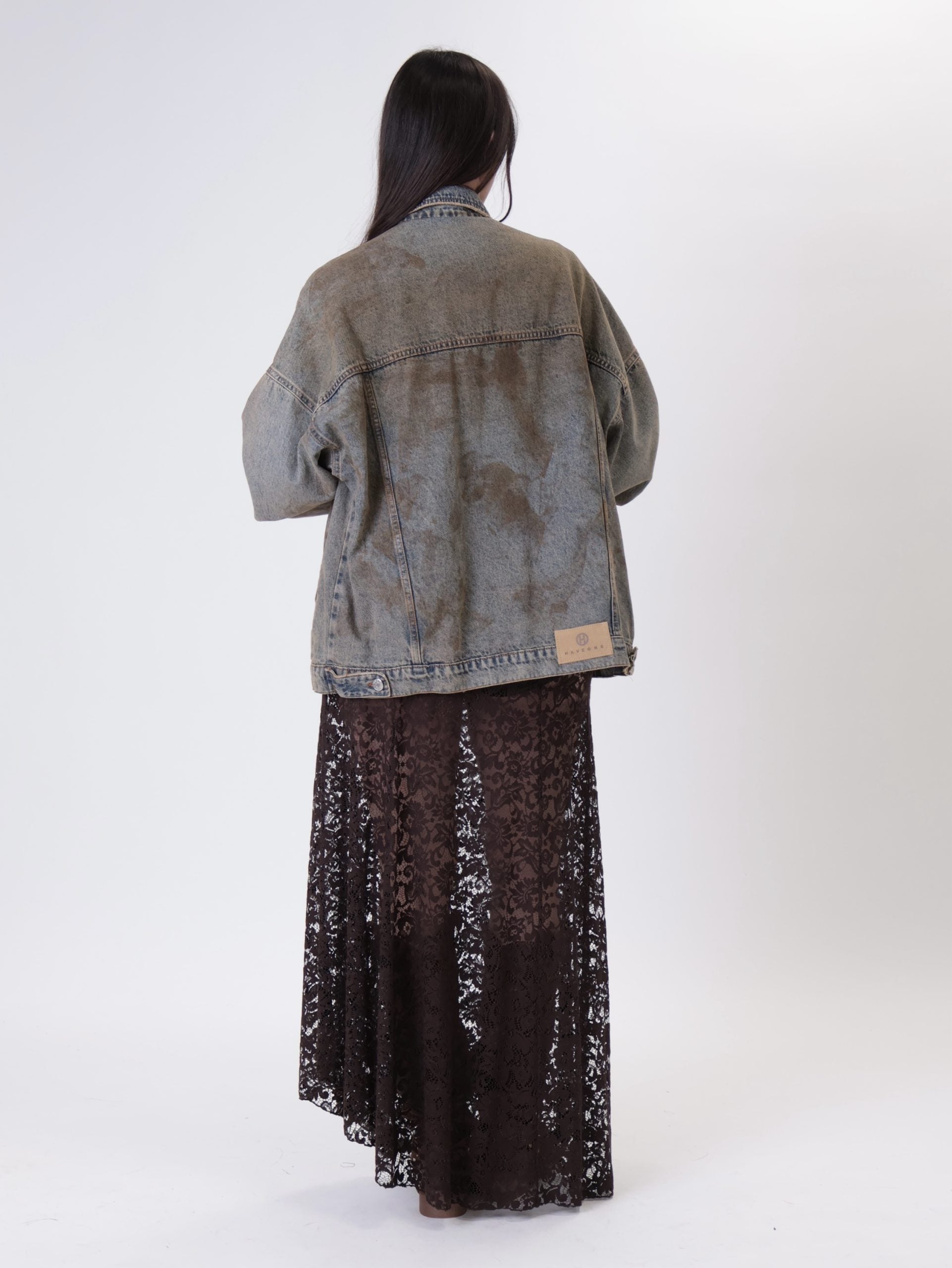 Dark lace long skirt
