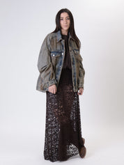 Dark lace long skirt