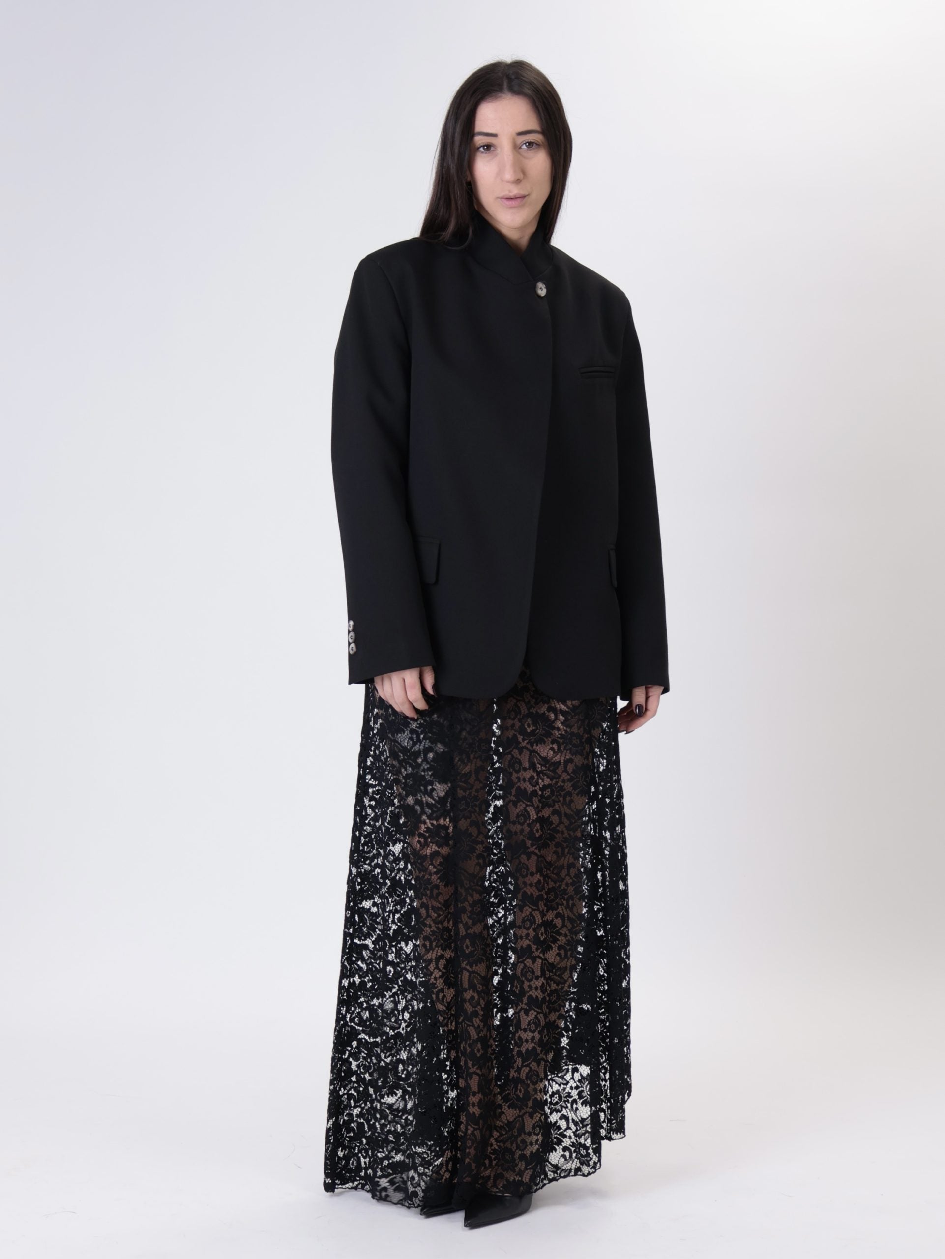 Black lace maxi skirt