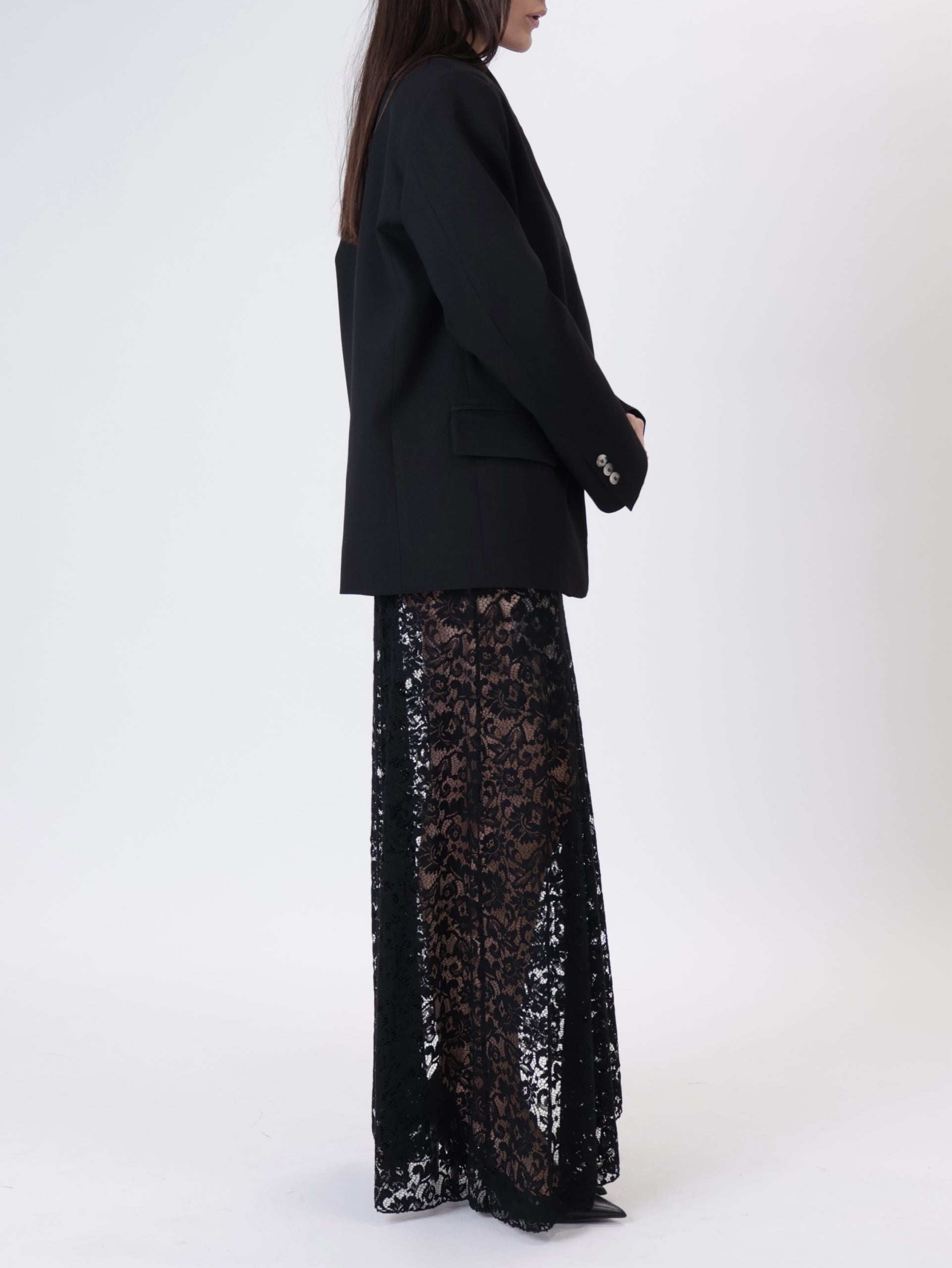 Black lace maxi skirt