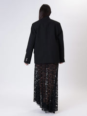 Black lace maxi skirt