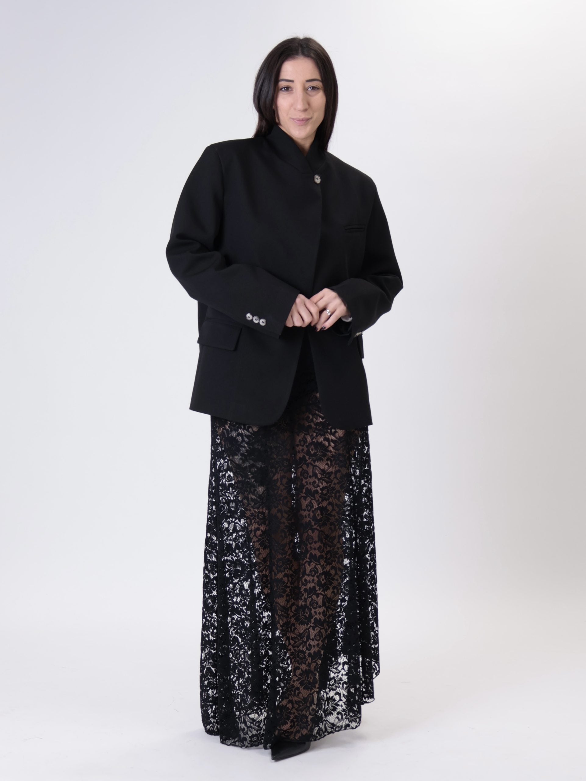 Black lace maxi skirt