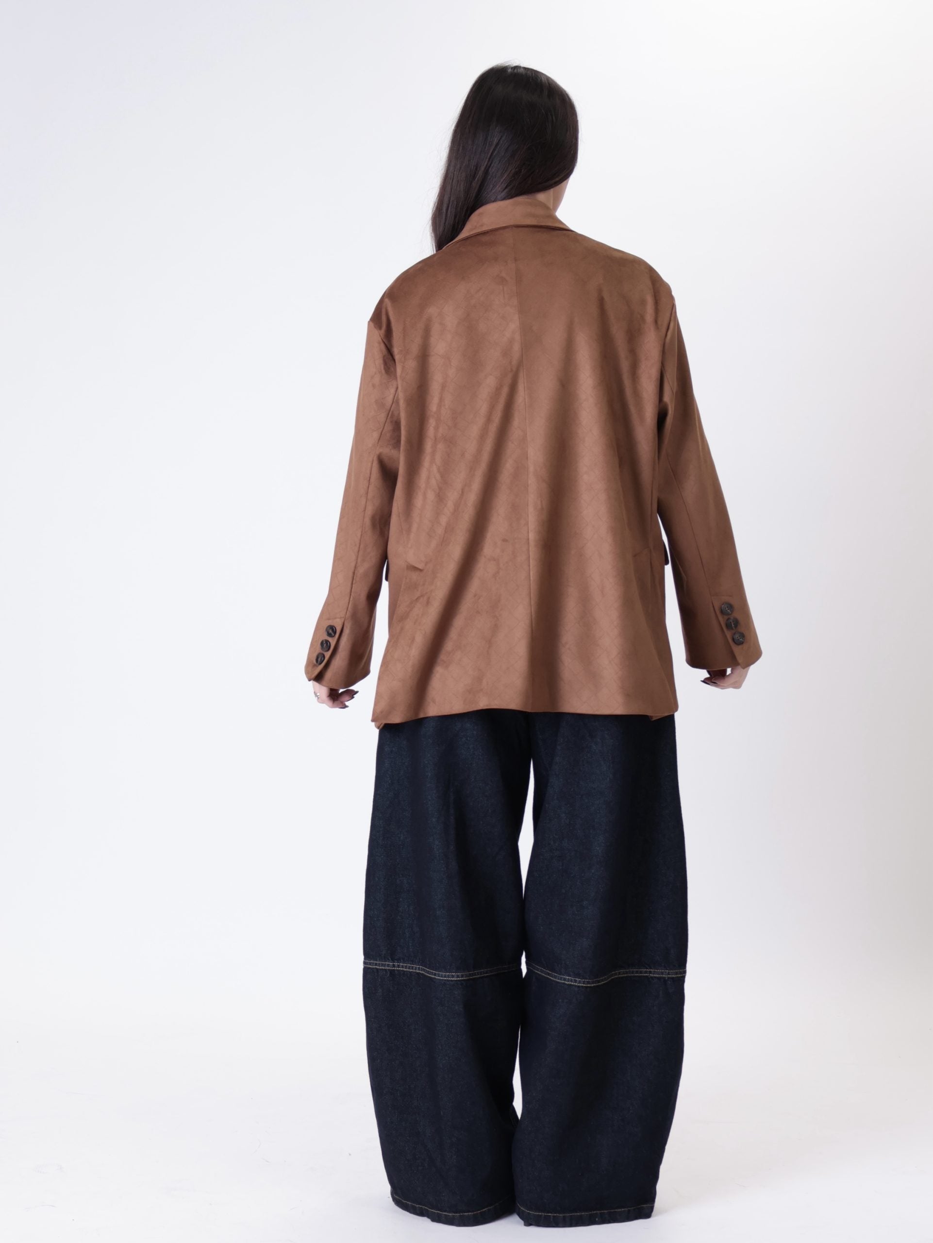 Blazer intreccio suede tabacco