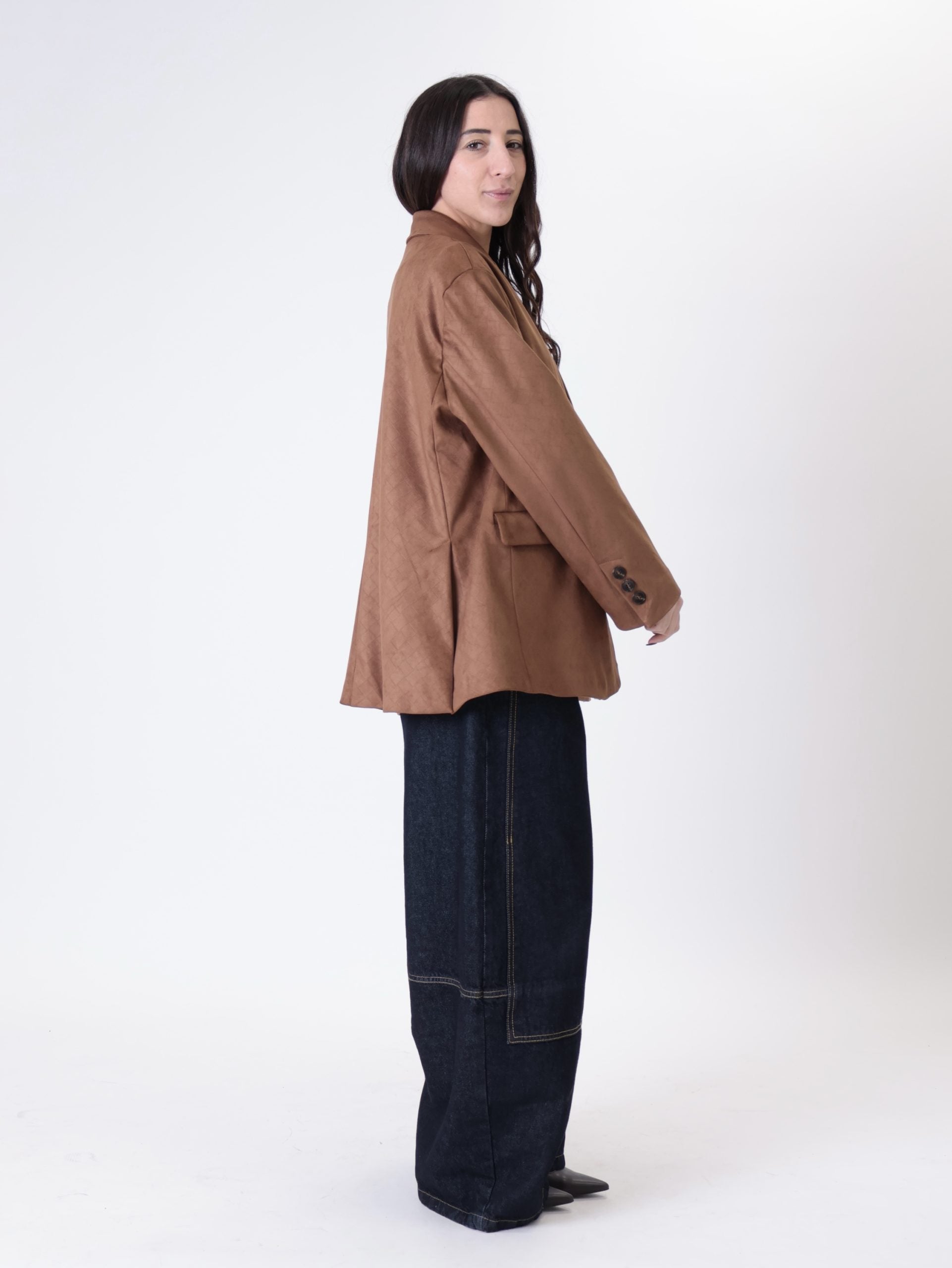 Blazer intreccio suede tabacco