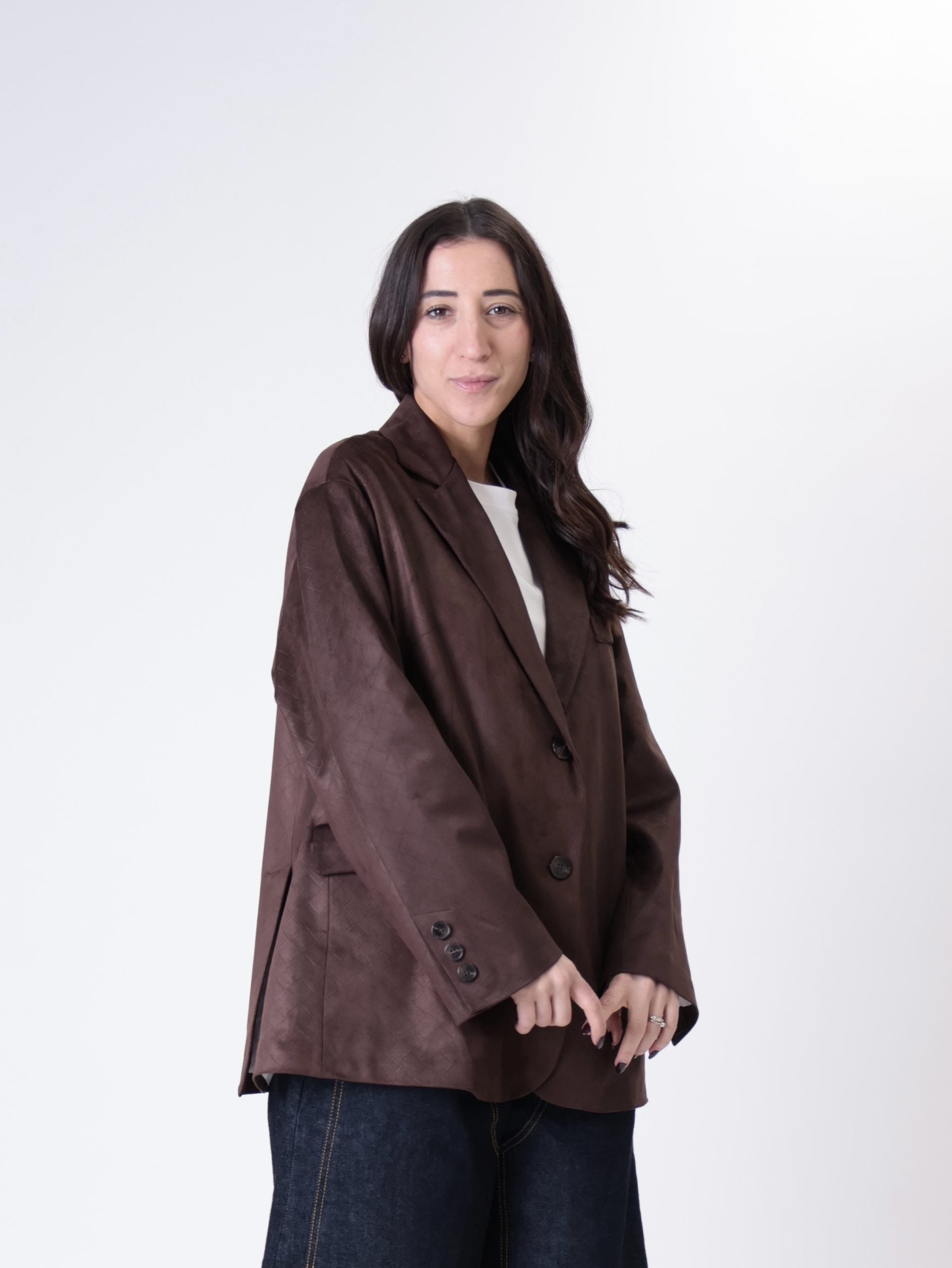 Blazer intreccio suede moro