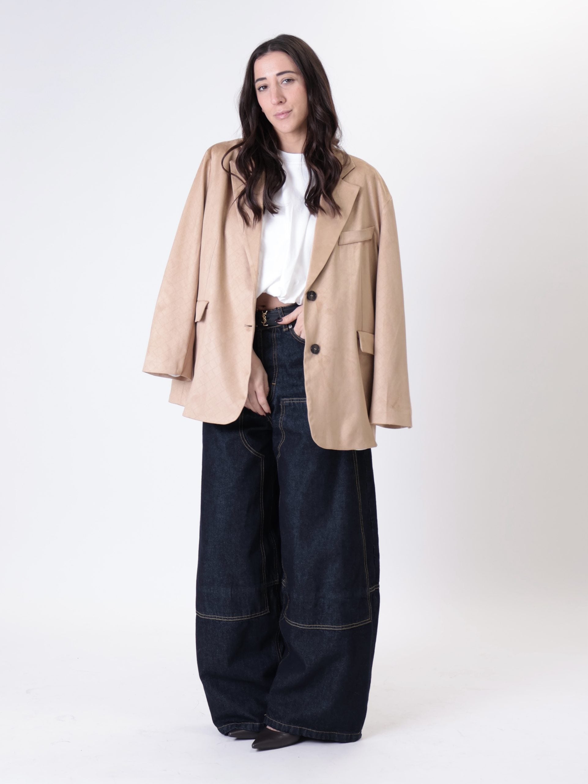 Blazer intreccio suede beige