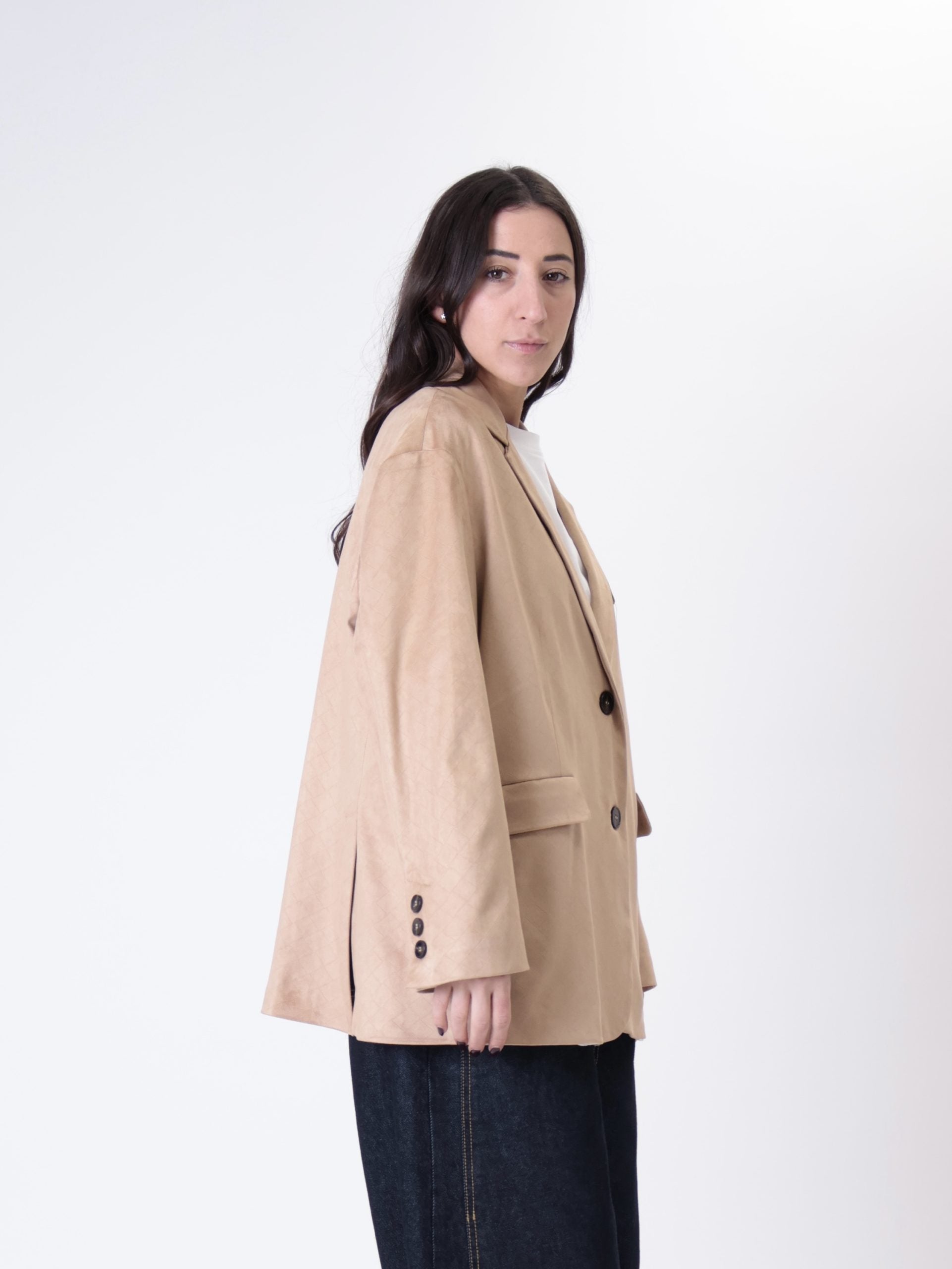 Blazer intreccio suede beige