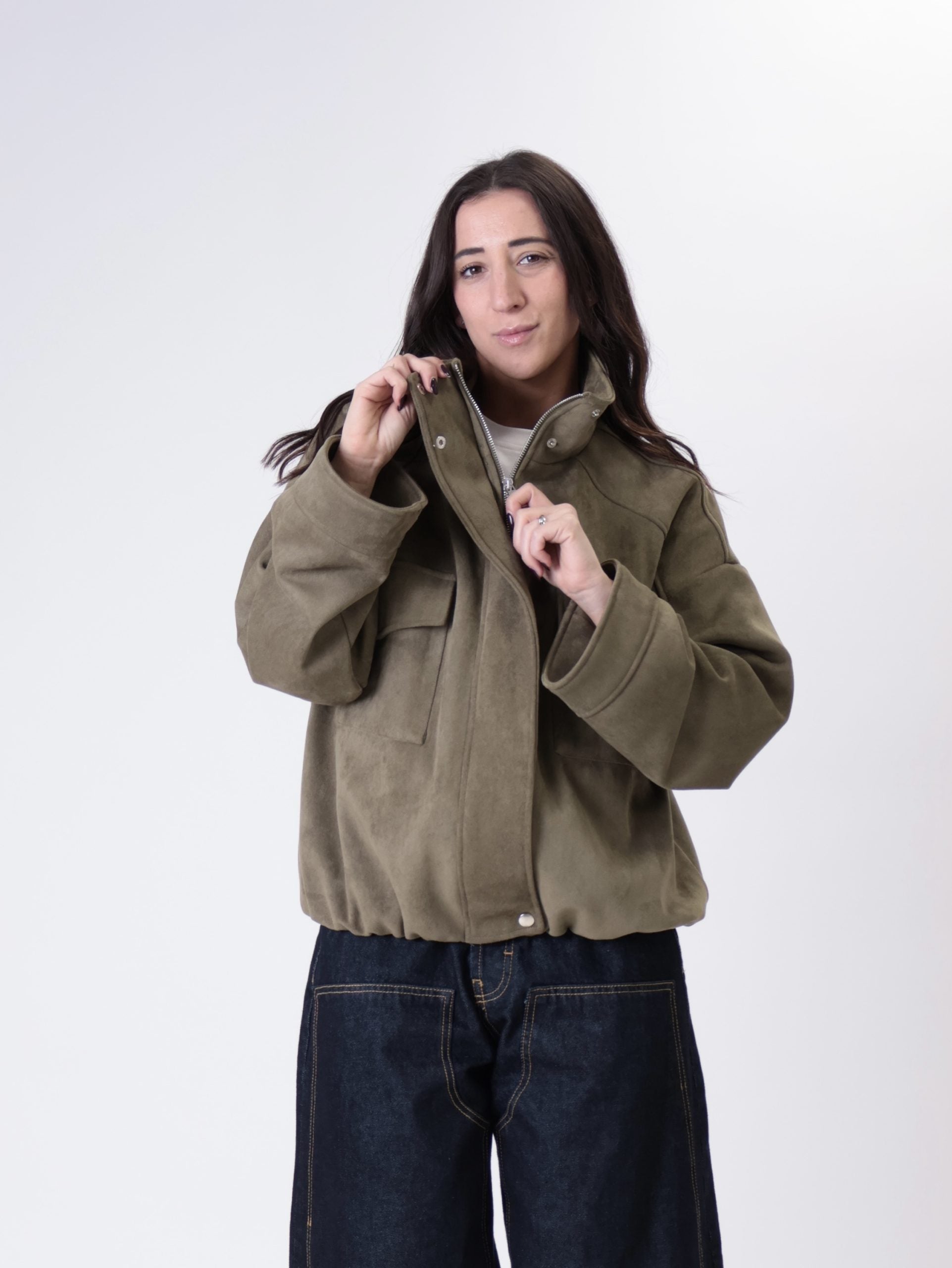 Bomber suede Emily militare