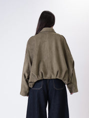 Bomber suede arricciato militare