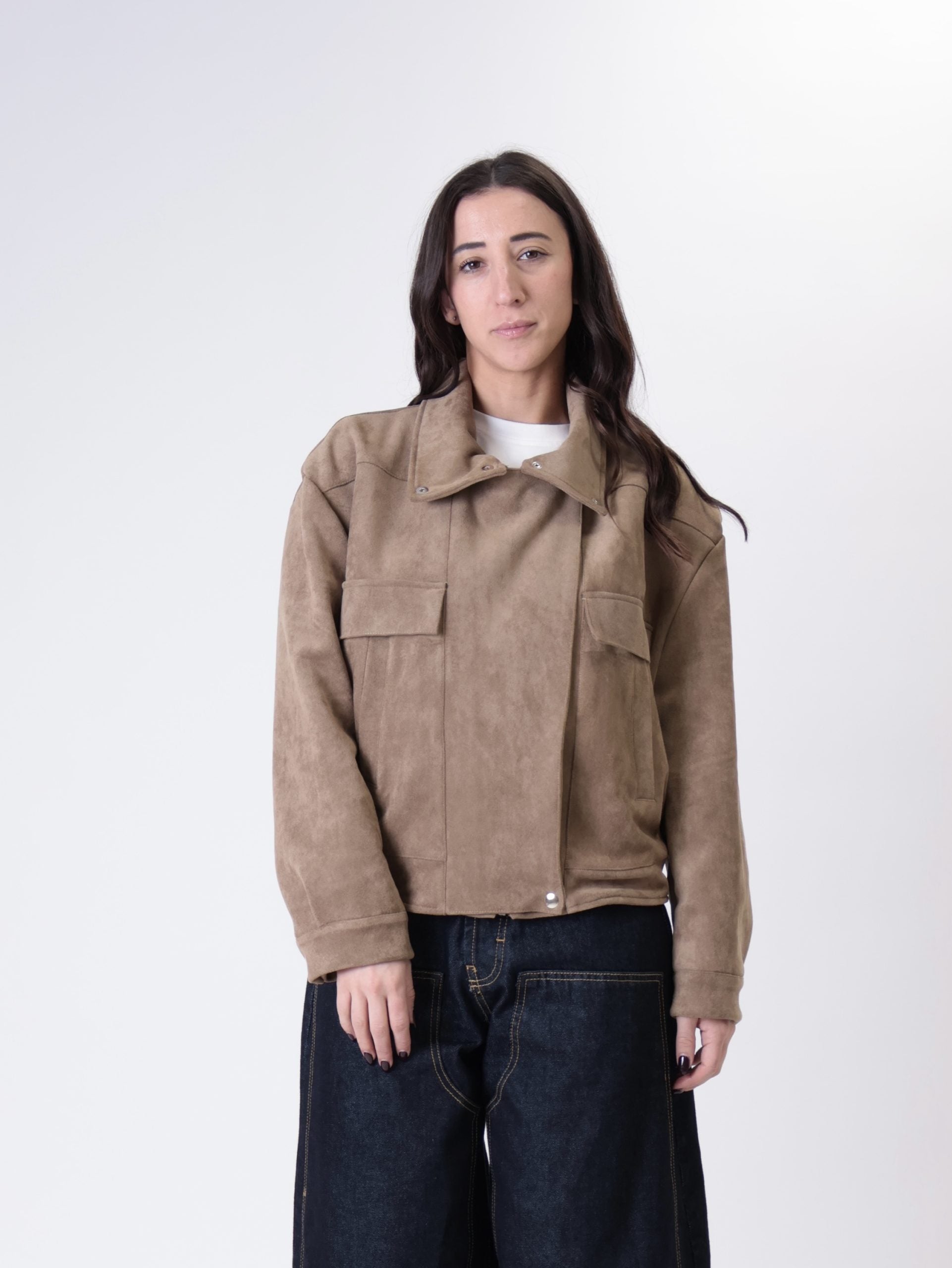 Bomber suede Cecilia sabbia