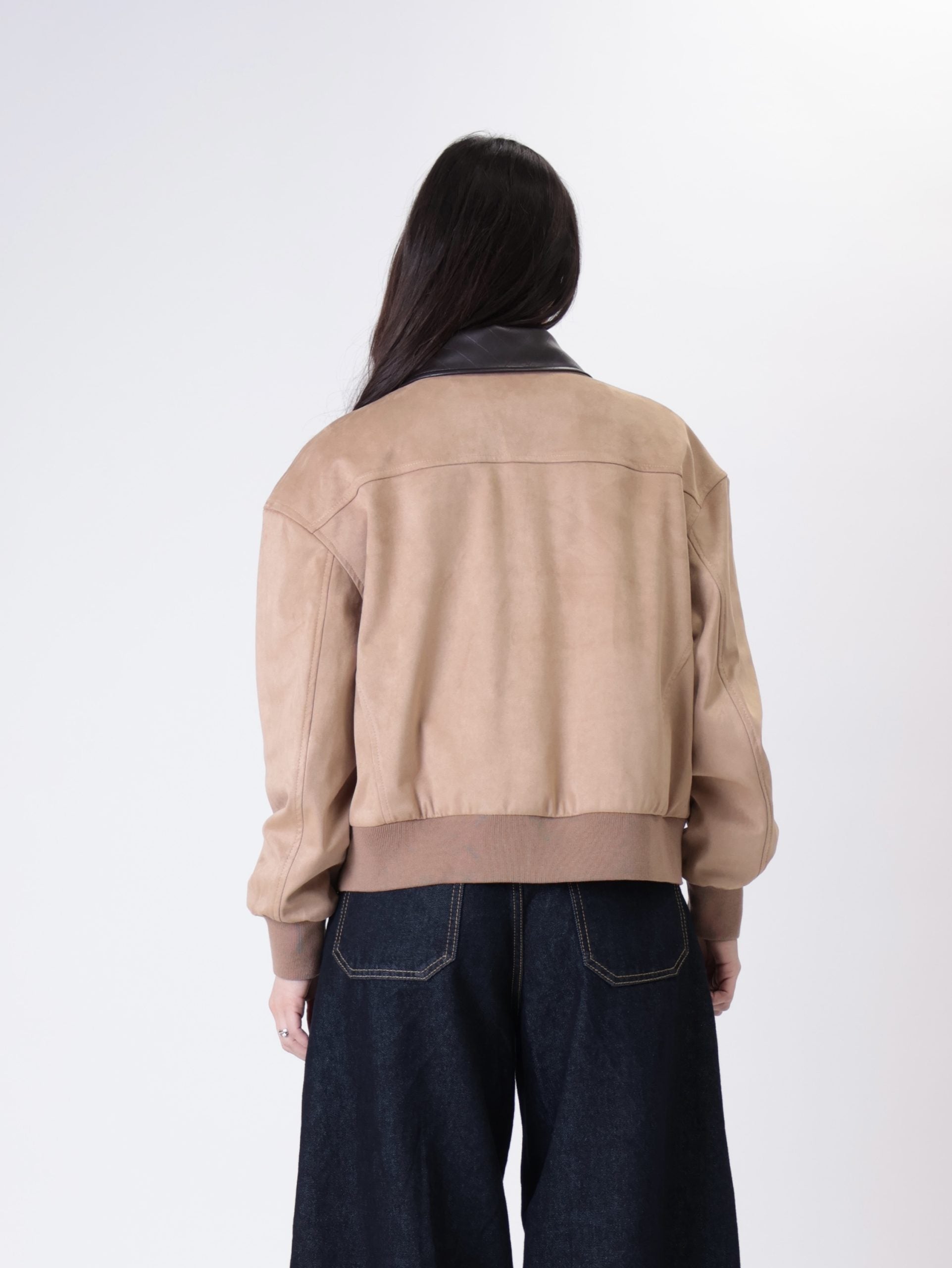 Bomber suede polsini beige