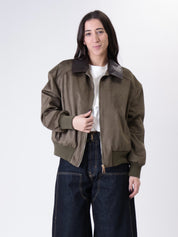 Bomber suede polsini militare