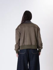 Bomber suede polsini militare