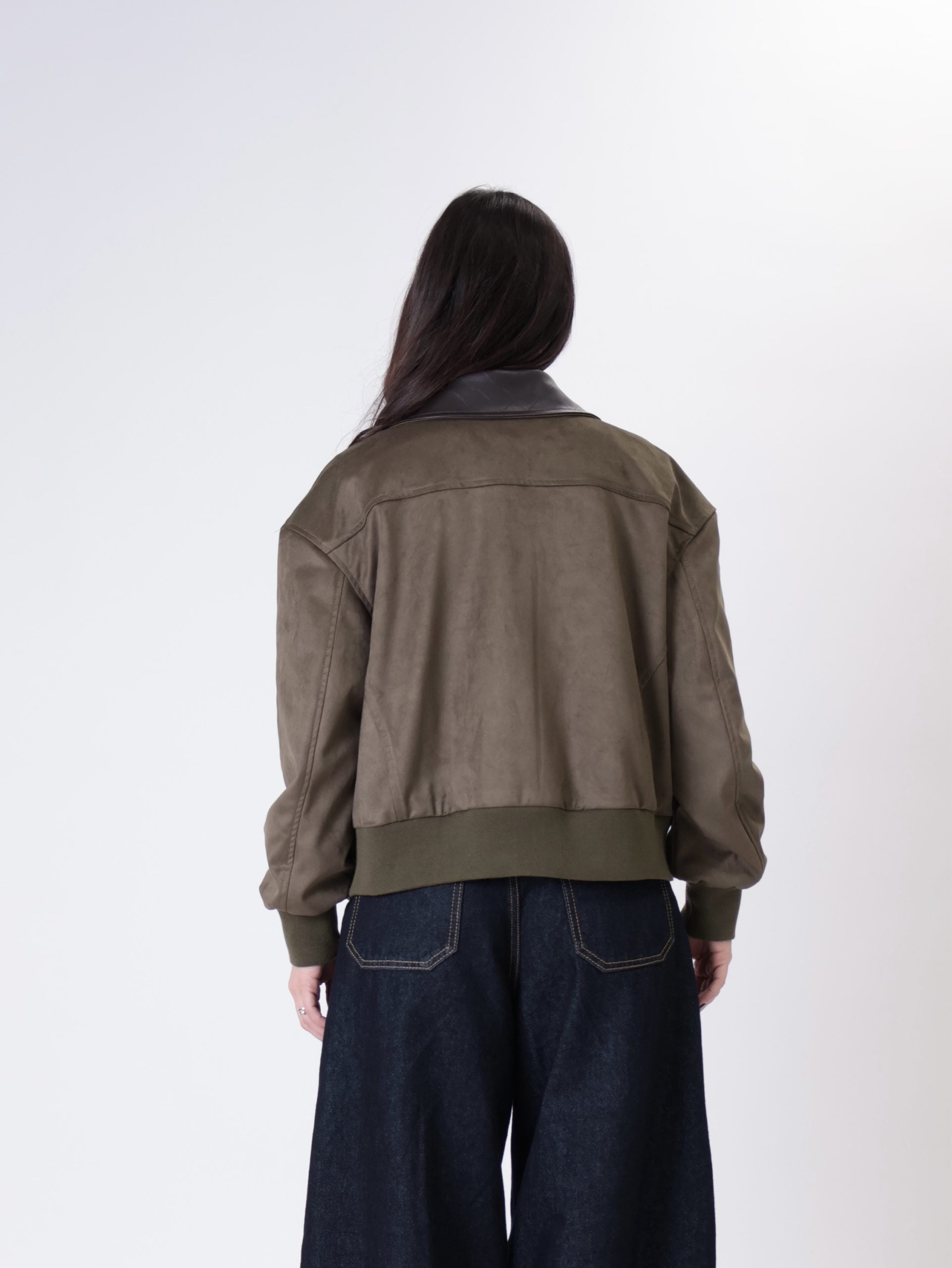 Bomber suede polsini militare