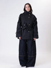 Black belted trench coat