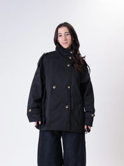 Black belted trench coat