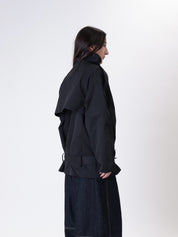 Black belted trench coat