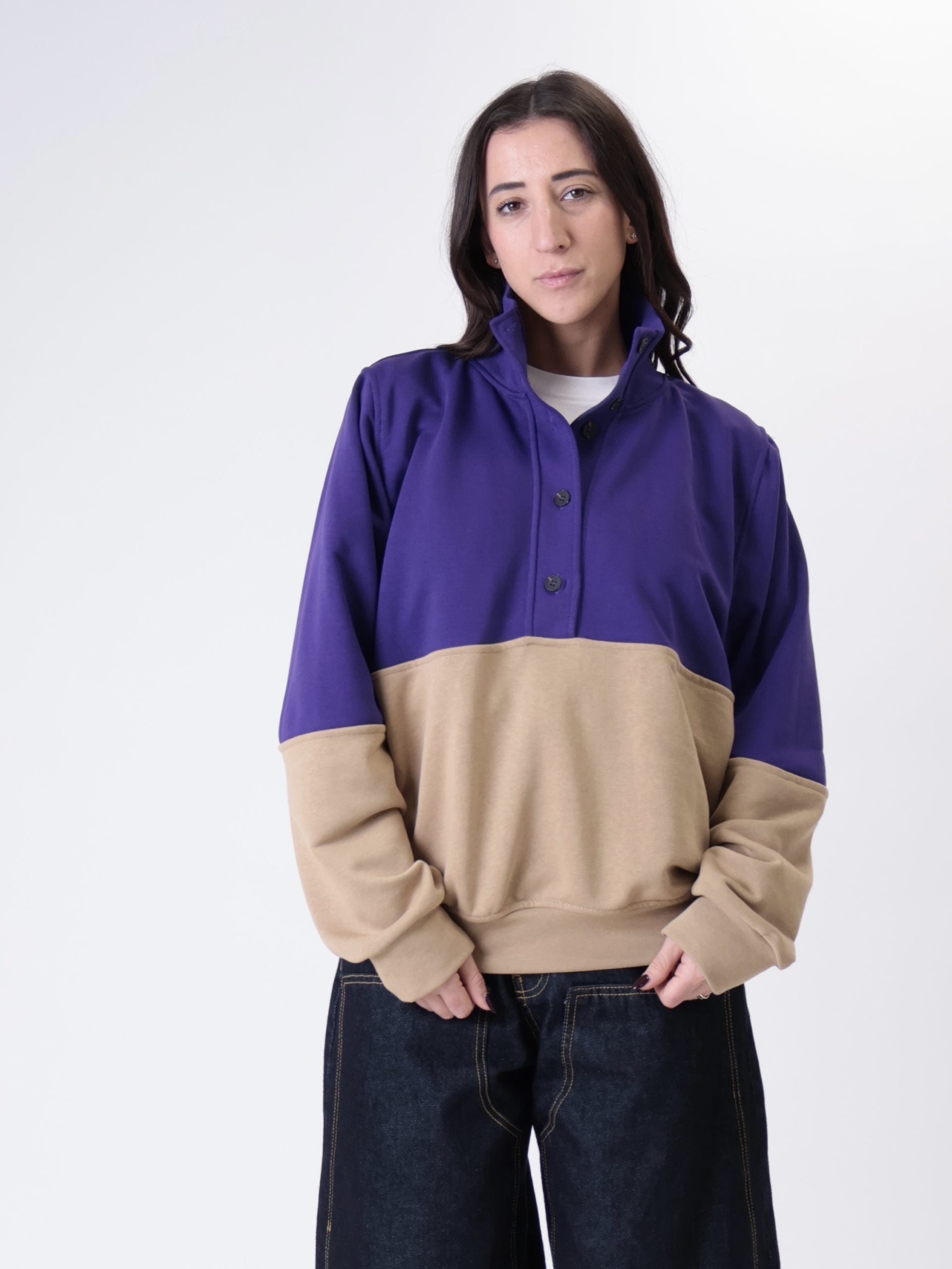 Lory sweatshirt purple/tobacco buttons