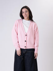 Pink basic cotton cardigan