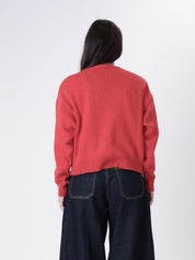 Red basic cotton cardigan