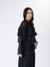 Blusa crop voilant nero