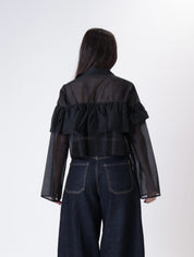 Blusa crop voilant nero