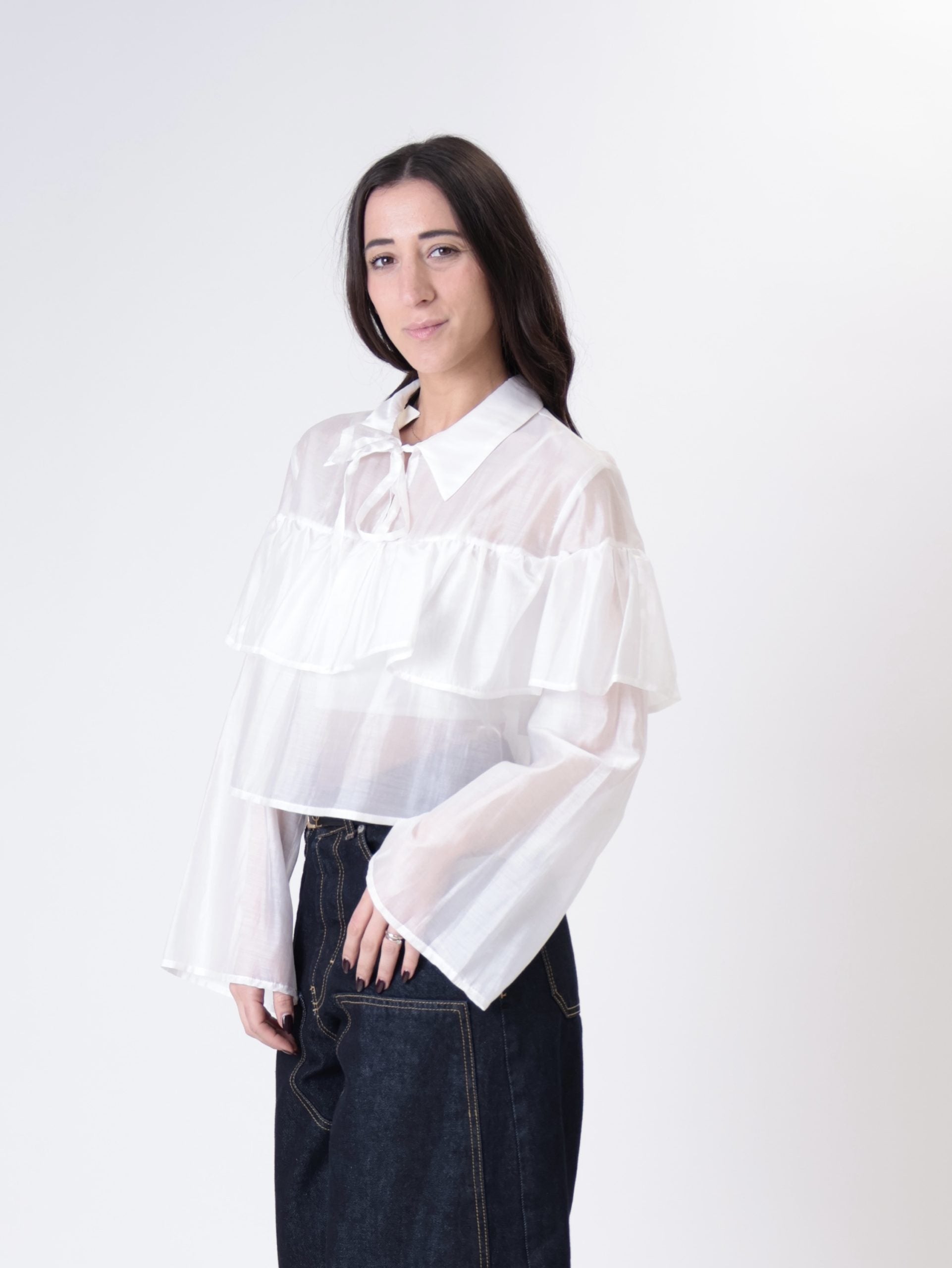 Blusa crop voilant burro
