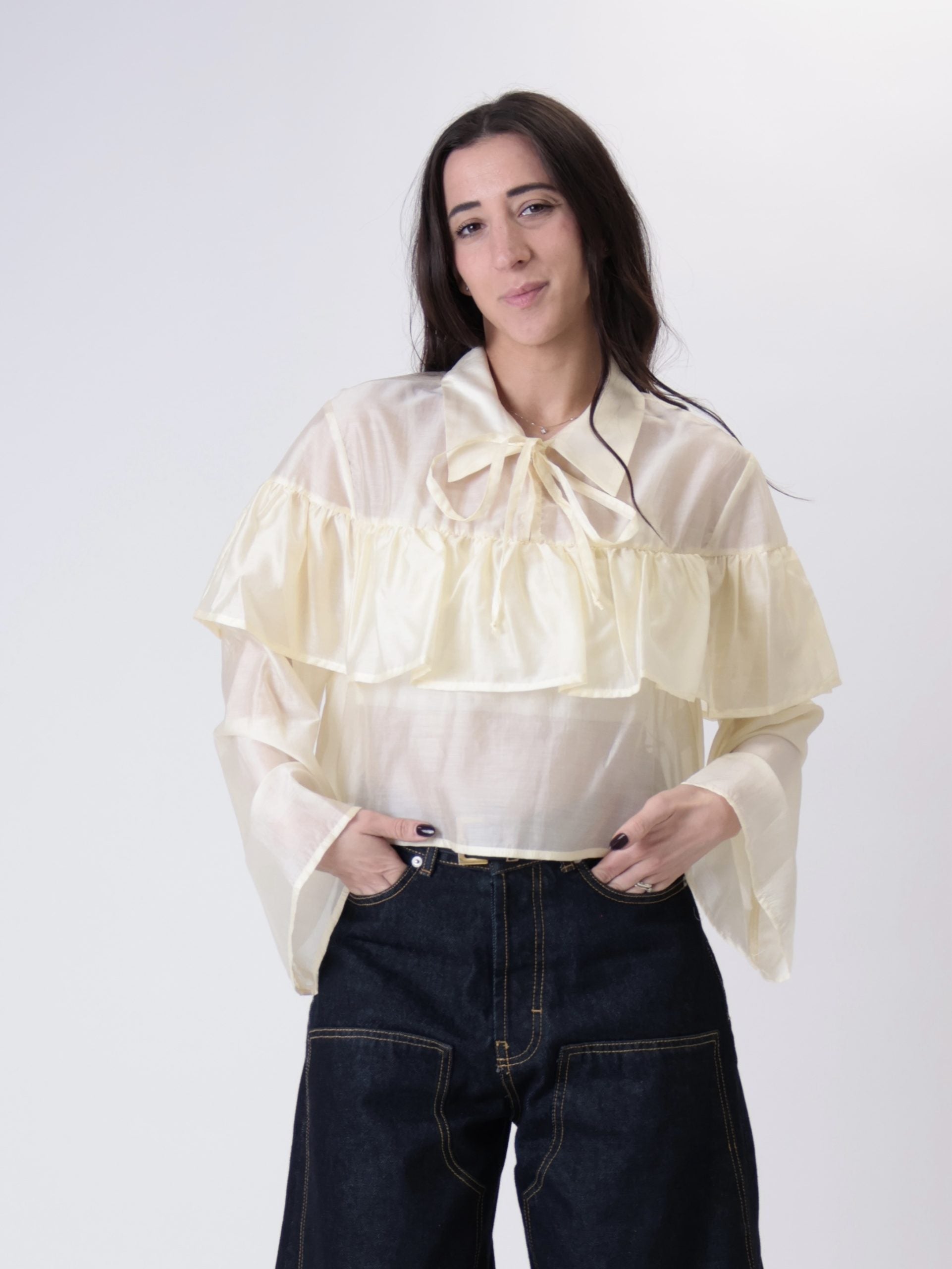 Blusa crop voilant pulcino