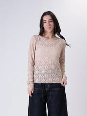 Maglia pizzo cipria