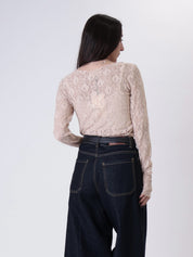 Maglia pizzo cipria