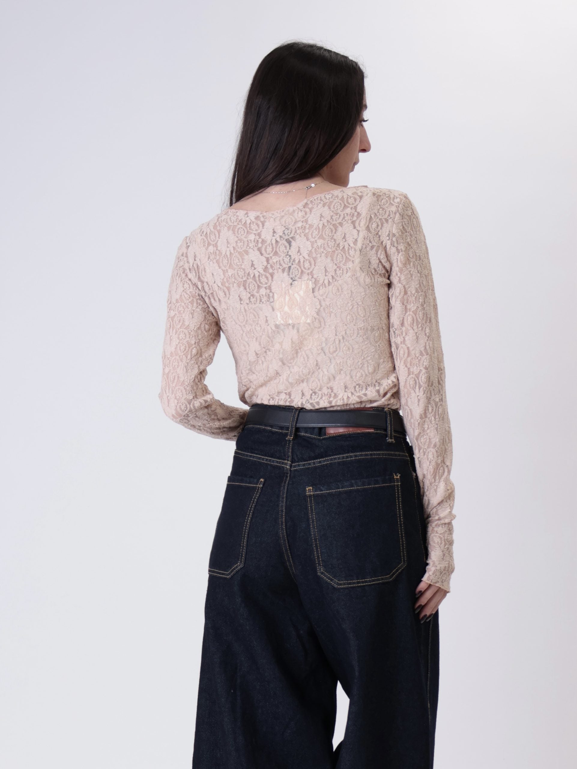 Maglia pizzo cipria