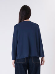 Pullover viscosa scollo V blu