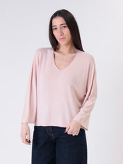 Pink V-neck viscose pullover