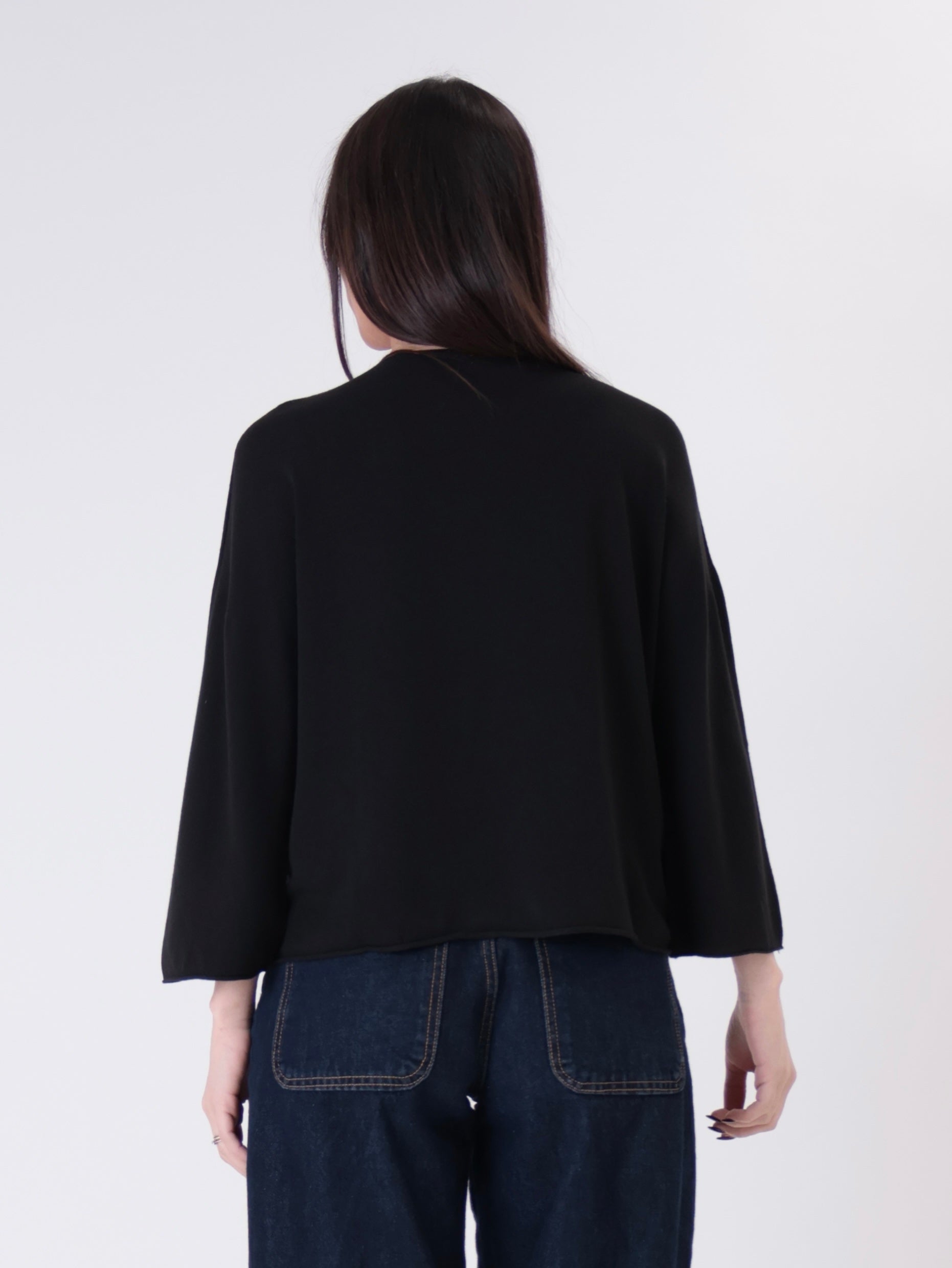 Pullover viscosa scollo V nero