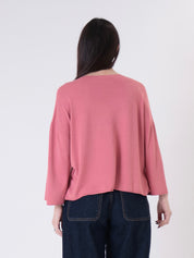 Pink V-neck viscose pullover