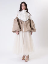 Giacca zip pizzo tortora/panna