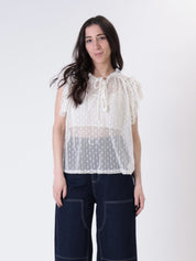 Blusa rouches punto smock burro