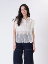 Blusa rouches punto smock burro