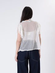 Blusa rouches punto smock burro