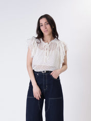 Blusa rouches punto smock burro